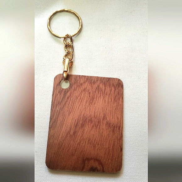 NEW Handcrafted Keychain Bag Tag! Italian Wood SD1. Steampunk Victorian Gold Key - Picture 2 of 6